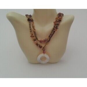 2- Strand Necklace MOP Pendant 24" Pendant 1"